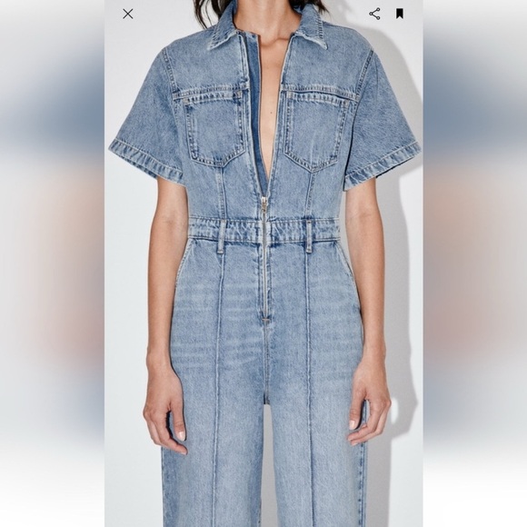 Zara Light Blue Denim Jumpsuit - Picture 4 of 8